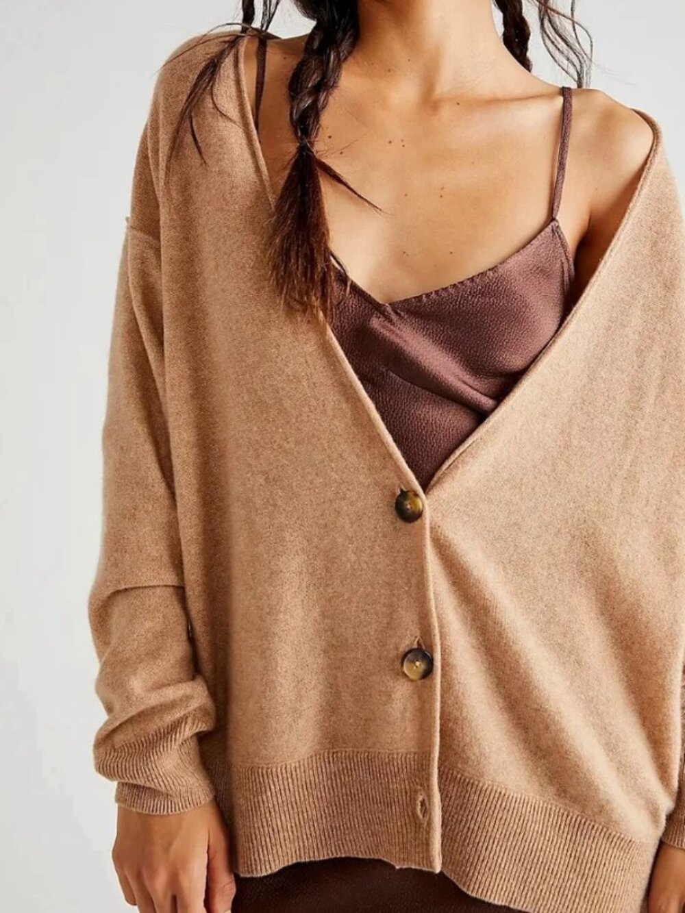 Free People School Boy Cashmere Cardi - Camel - Size Small
